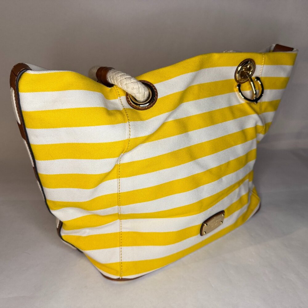 Michael Kors Bags | Michael Kors Yellow/White Striped Nautical Theme Tote
